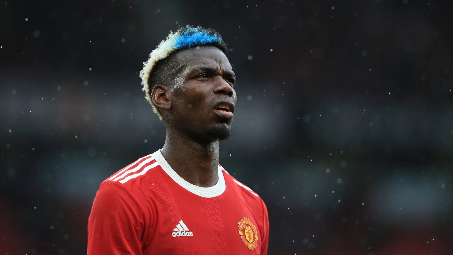 Former Manchester United midfielder Paul Pogba reacts at the final whistle of the pre-season friendly football match between Manchester United and Everton at Old Trafford in Manchester, north west England, on 7 August 2021 (AFP/Lindsey Parnaby)