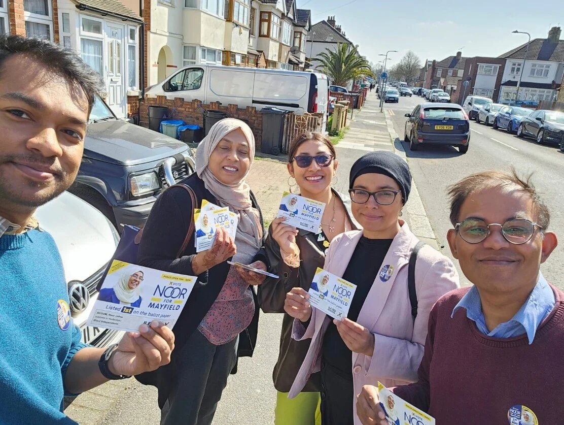 Redbridge & Ilford Independents party members campaigning ahead of the election. (Screengrab/ X)
