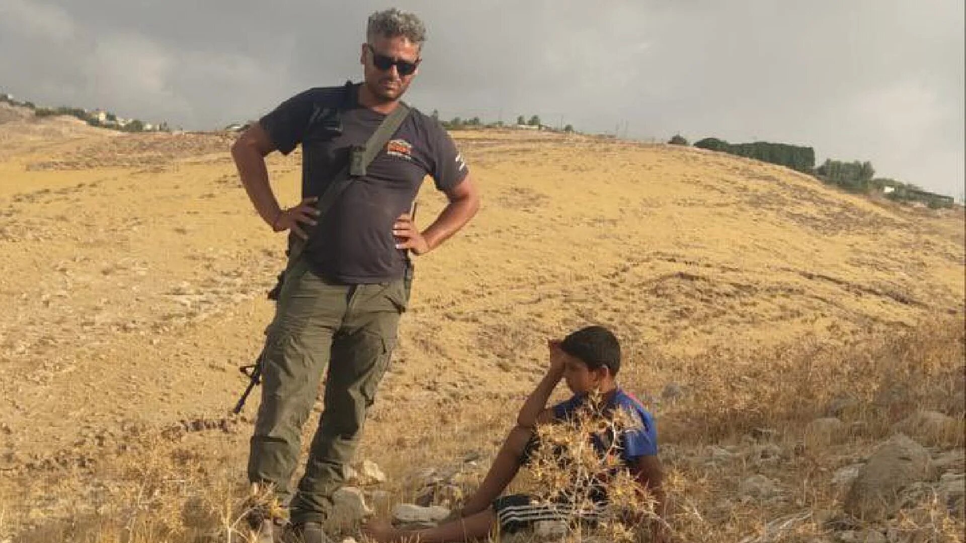 Avichai Shorshan was filmed arresting a Palestinian boy in the of Khan al-Ahmar on 29 August 2023 (Screengrab/social media) 