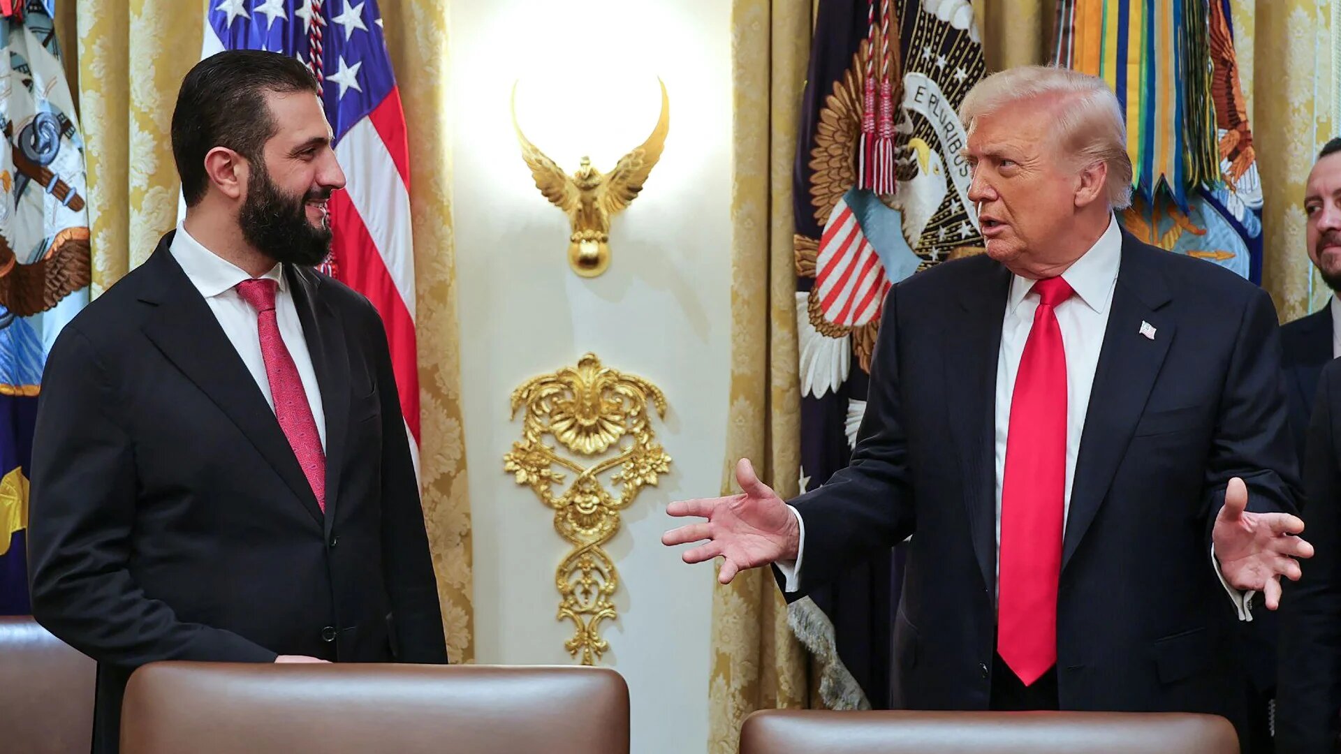 Syrian President Ahmed al-Sharaa meets with US President Donald Trump at the White House on 10 November 2024 (Handout/Sana/AFP)