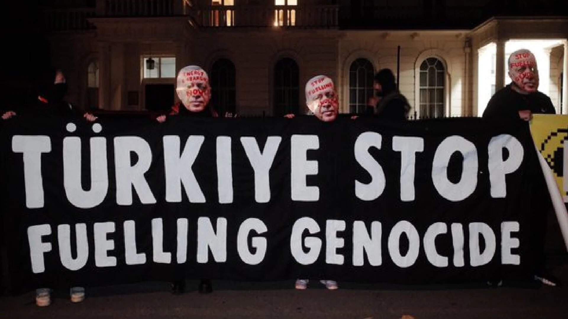 A protest outside the Turkish embassy in London in November calling on Ankara to halt its crude oil exports to Israel (X)