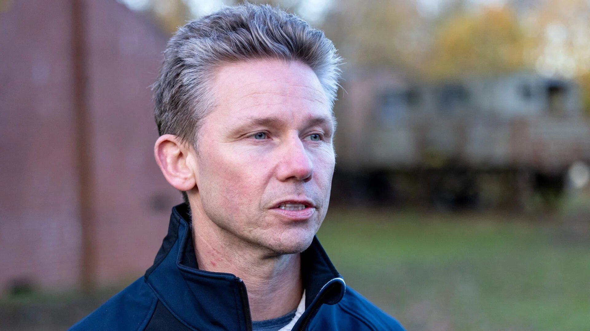 Sweden's Defence Minister Pal Jonson speaks to members of the media in the north east of England on 9 November 2022 (AFP)