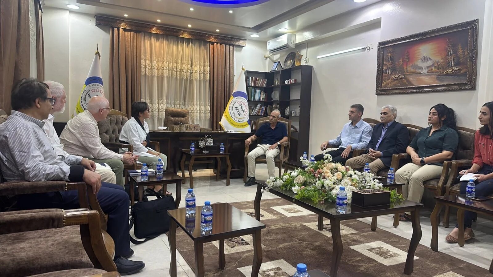 Members of the Canadian delegation meet Kurdish officials during their trip to northeast Syria (Supplied)