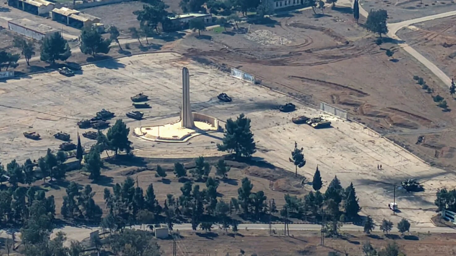 An aerial picture shows a view of a military site that was reportedly targeted in Israeli airstrikes a day earlier in al-Kiswah, south of Damascus, Syria, on 26 February 2025 (Bakr Alkasem/AFP)