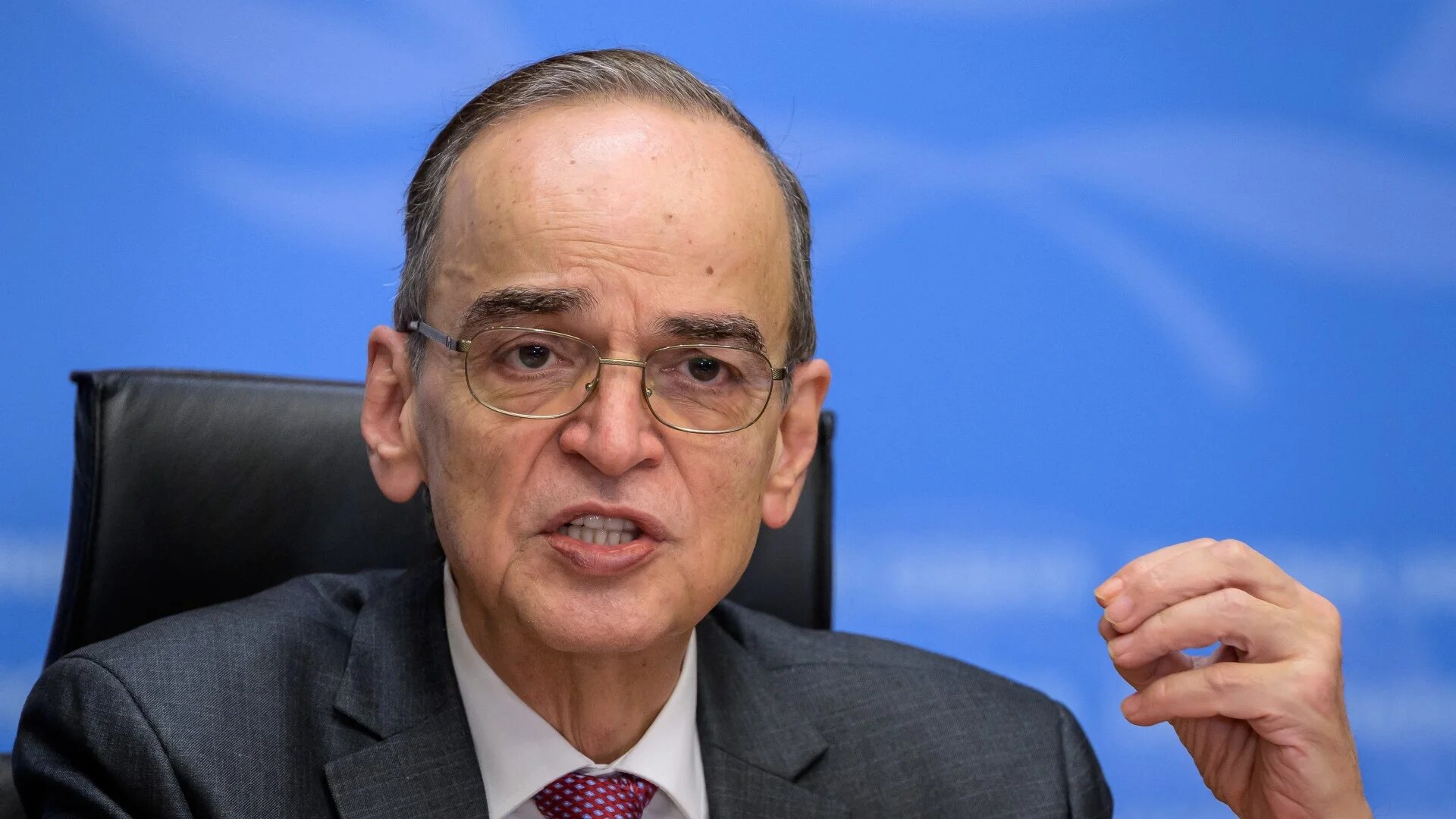 President of the Syrian National Coalition Hadi al-Bahra in January 2021 at the United Nations Office in Geneva (AFP)