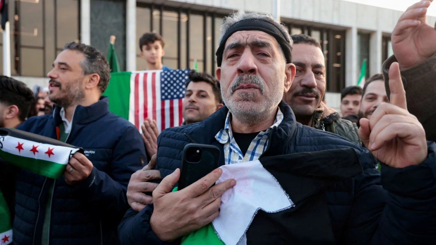 Syrian Americans and supporters celebrate in Dearborn, Michigan after Syrian rebels announced that they had ousted President Bashar al-Assad on 8 December 2024.