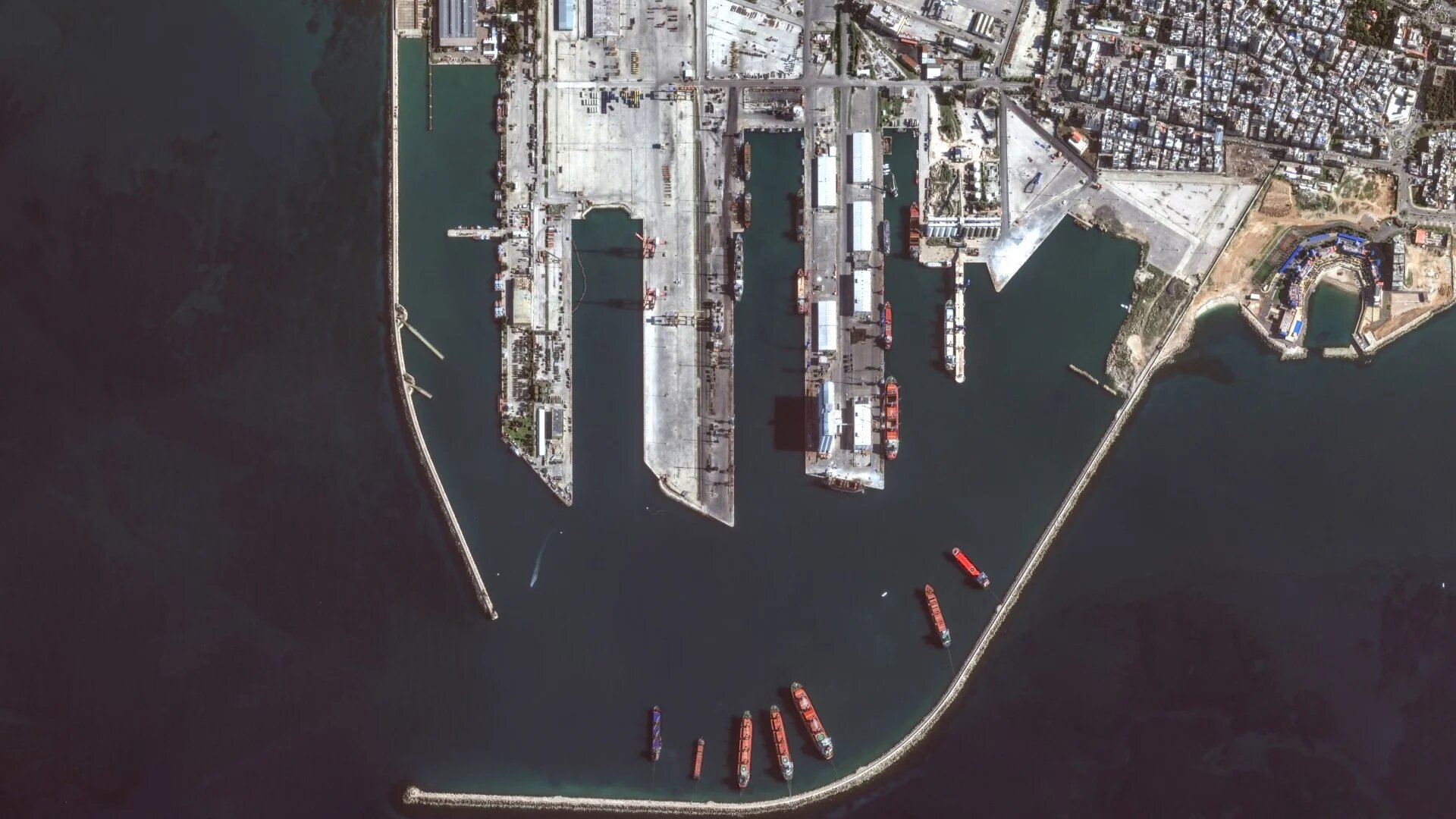 This handout satellite image taken by Maxar Technologies on 17 December 2024 shows an overview of the port of Tartus in western Syria (AFP/Satellite image ©2024 Maxar Technologies)