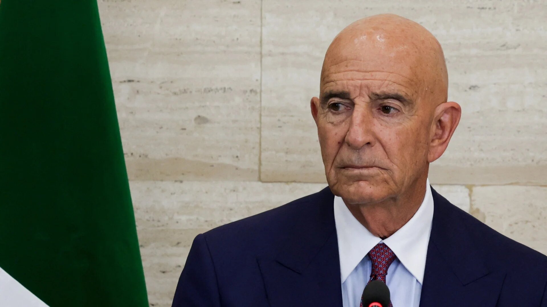 Tom Barrack, the US special envoy for Syria, attends a press conference in Damascus, 16 September 2025 (Reuters/Khalil Ashawi)