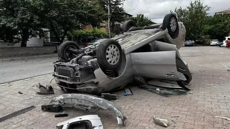 A damaged car seen in this photo taken on 1 July 2024 after locals rioted and attacked Syrian properties (Halid Abdo/Screengrab)