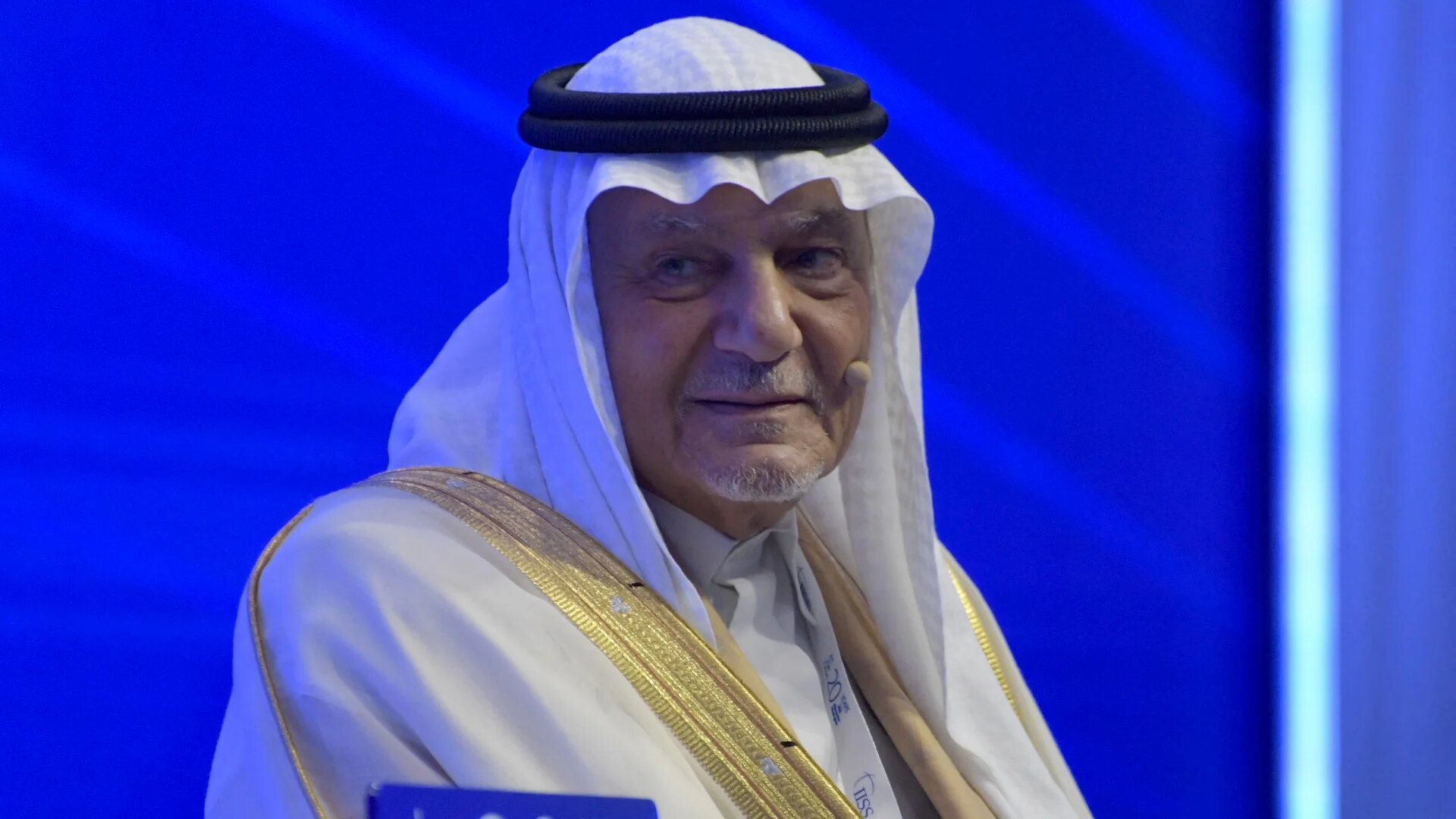 Saudi Arabia's Prince Turki bin Faisal al-Saud attends the International Institute for Strategic Studies (IISS) Manama Dialogue in Bahrain's capital on 7 December 2024 (AFP/Mazen Mahdi)