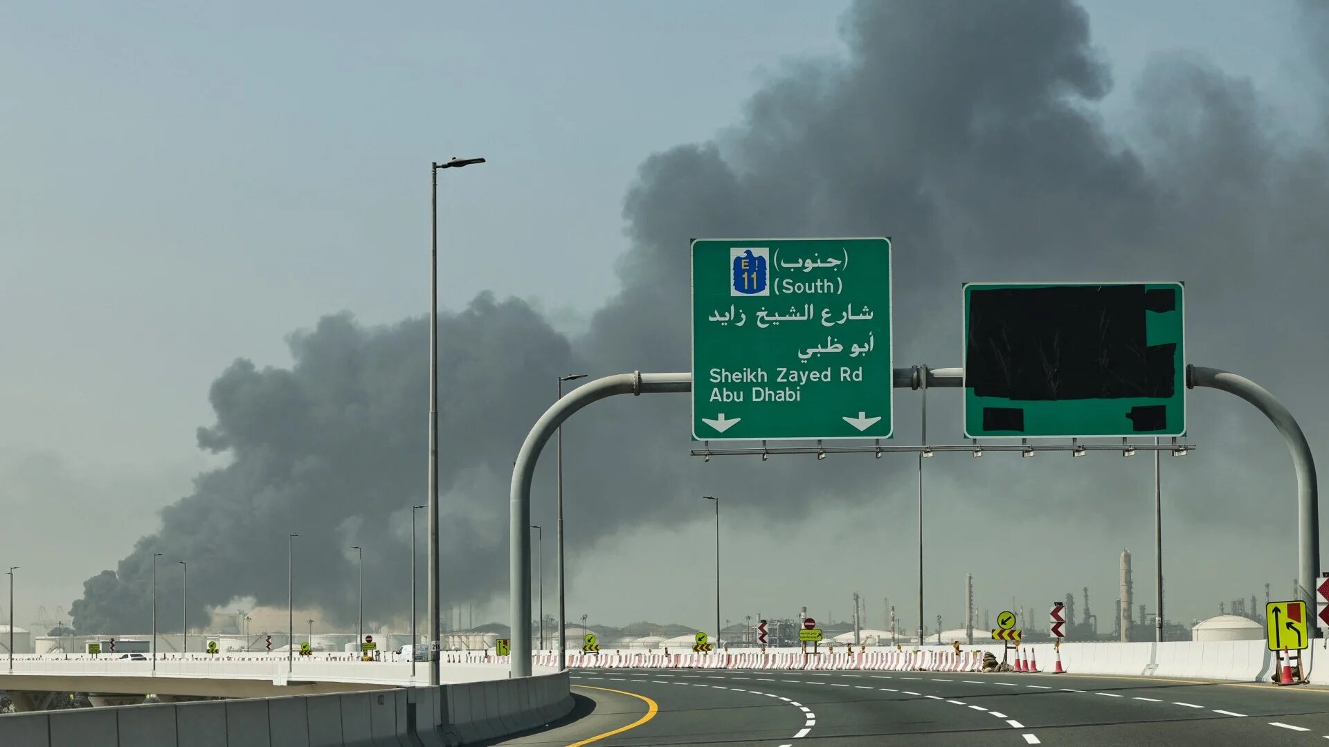 A plume of smoke rises from the port of Jebel Ali following a reported Iranian strike on Dubai on 1 March 2026 (Fadel Senna/AFP)