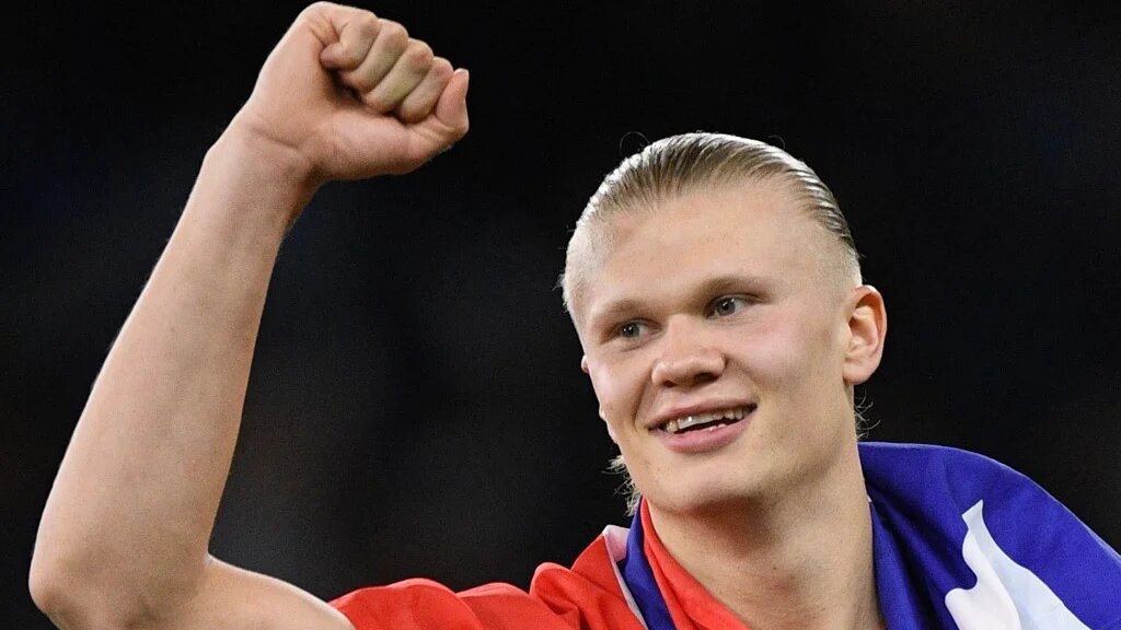Manchester City striker Erling Haaland is pictured at Etihad Stadium in Manchester, northwestern England, on 17 May 2023 (AFP)