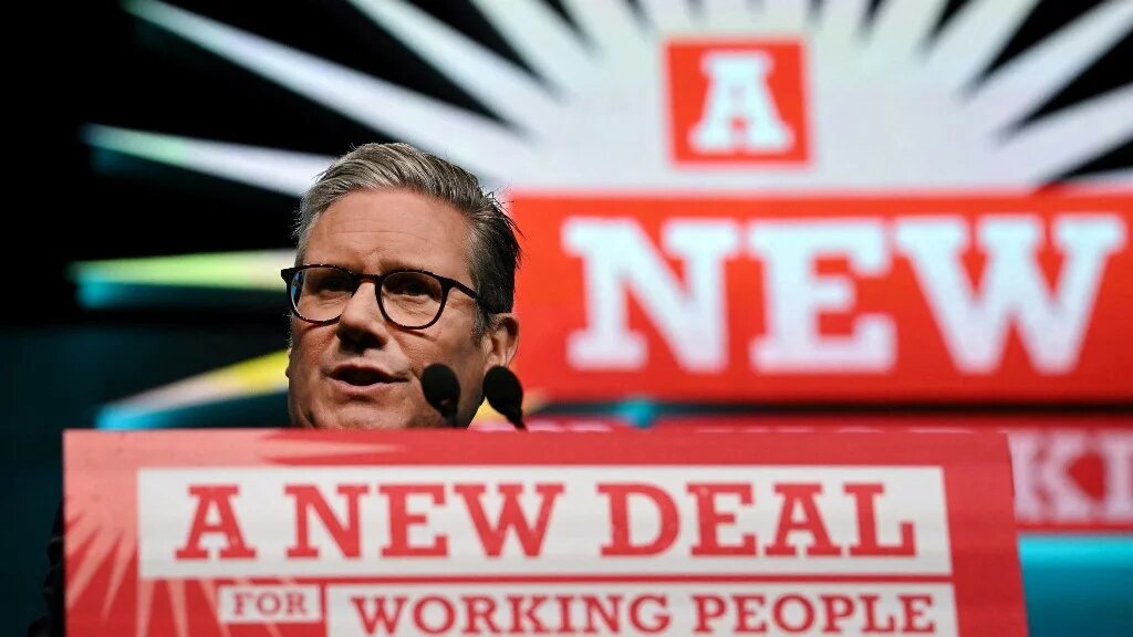 British Prime Minister Keir Starmer speaks during the Trades Union Congress annual conference in Brighton on 10 September 2024 (Ben Stansall/AFP)