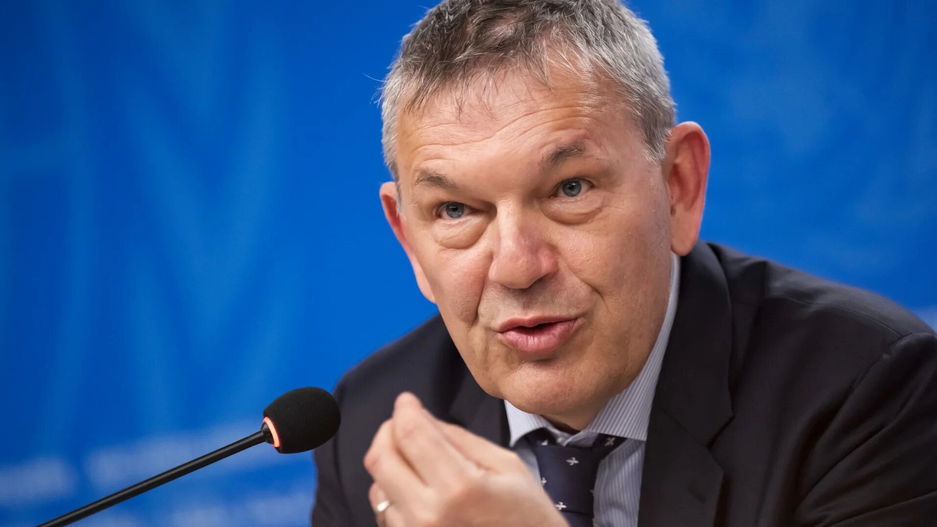 Unrwa commissioner-general Philippe Lazzarini during a press conference on the situation in the Gaza strip, at the United Nations offices in Geneva on 10 March 2025 (AFP)