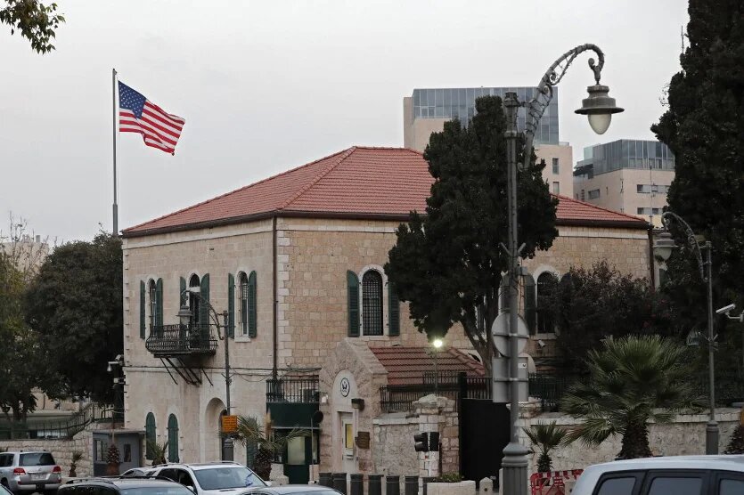A picture taken on 18 October 2018 shows the US Consulate in Jerusalem before its operations were merged with Israel's US embassy