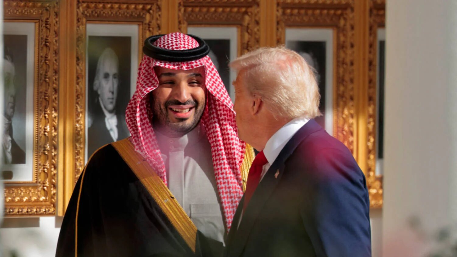 US President Donald Trump with Crown Prince  Mohammed bin Salman of Saudi Arabia at the White House in Washington DC on 18 November 2025 (AFP)