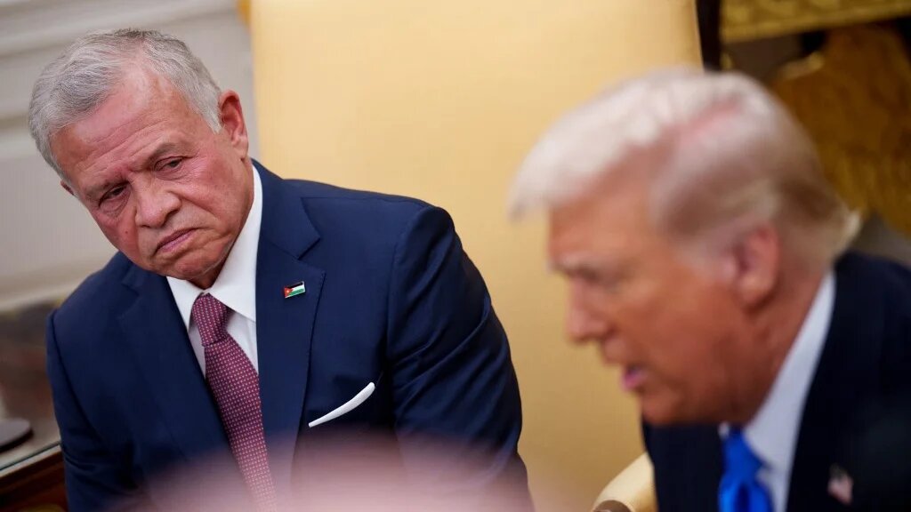 US President Donald Trump speaks during a meeting with Jordan’s King Abdullah II in the Oval Office on 11 February 2025 (Andrew Harnik/Getty Images/AFP)
