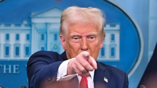 US President Donald Trump speaks to the media at the White House in Washington, DC, on 30 January 2025 (Roberto Schmidt/AFP)