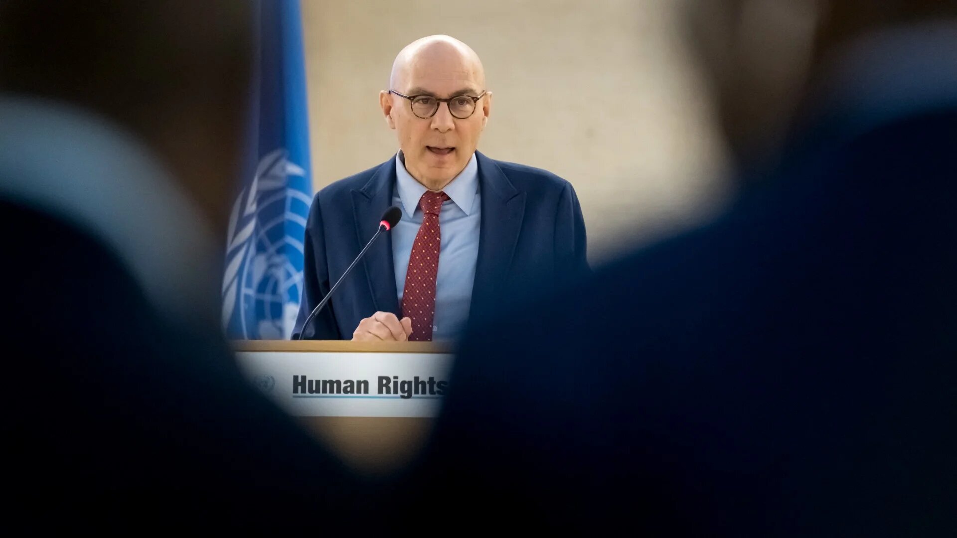 UN High Commissioner for Human Rights Volker Turk delivers a speech during the opening of the 58th session of the UN Human Rights Council in Geneva, on 24 February 2025 (AFP/Fabrice Coffrini)