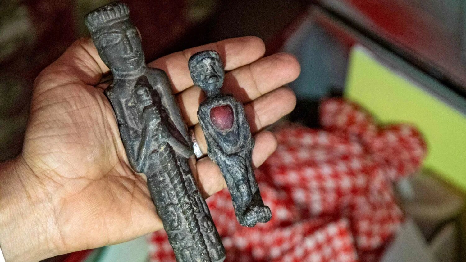 Artefacts that were recovered before being smuggled out of the country, at the National Museum in Taez, Yemen on 22 February 2022.