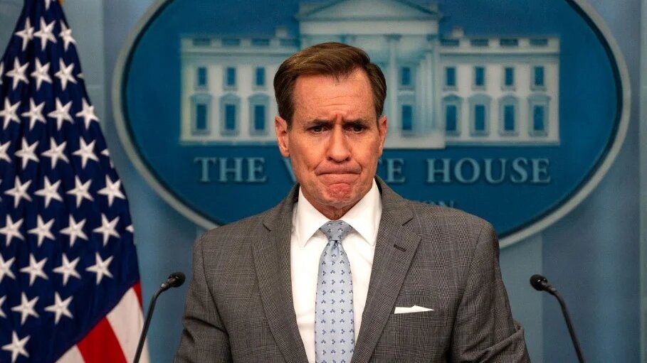 White House national security communications advisor John Kirby takes questions during daily news briefing in Washington, on 2 April 2024 (Kent Nishimura/Getty Images/AFP)