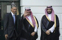 Happier days: then-Crown Prince Mohammed bin Nayef and then-Deputy Crown Prince Mohammed bin Sultan at the White House in May 2015 (AFP)