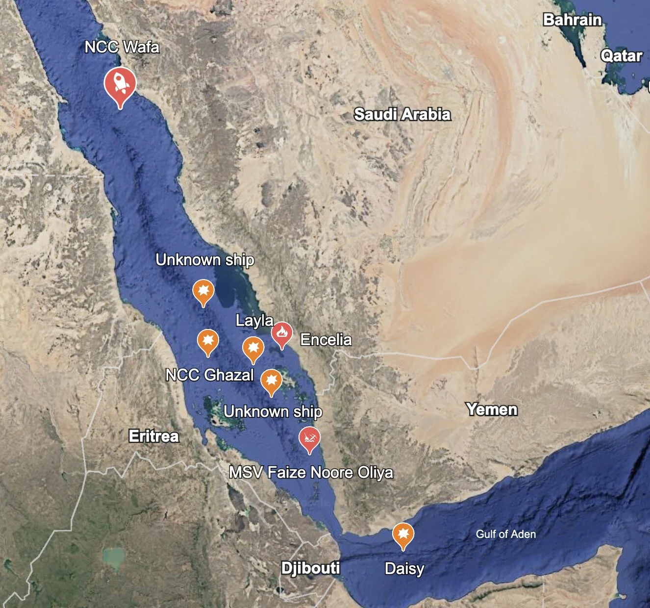 ​​​​The attack on 5 August marked the northernmost Houthi strike in the Red Sea since the start of the blockade on 22 July.