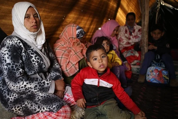 Following the destruction of the village some of the families moved to live with relatives in other towns while others still live on the street (MEE/Nadir Bouhmouch)