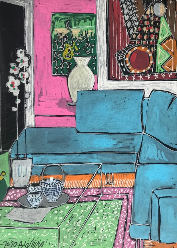 Iraqi artist Maysaloun Faraj is inviting others to join her in drawing the details of their homes (Courtesy of Maysaloun Faraj)