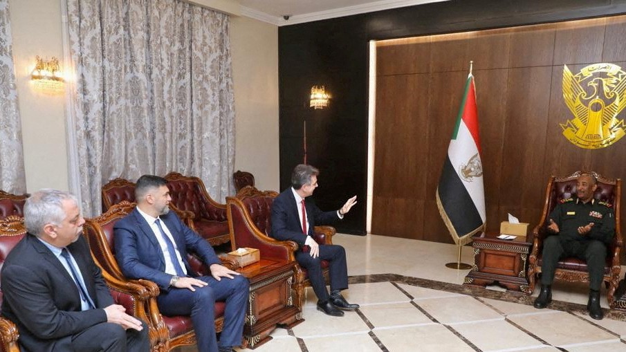 Sudan's sovereign council head General Abdel Fattah al-Burhan meets Israeli foreign minister Eli Cohen in Khartoum, Sudan February 2, 2023.