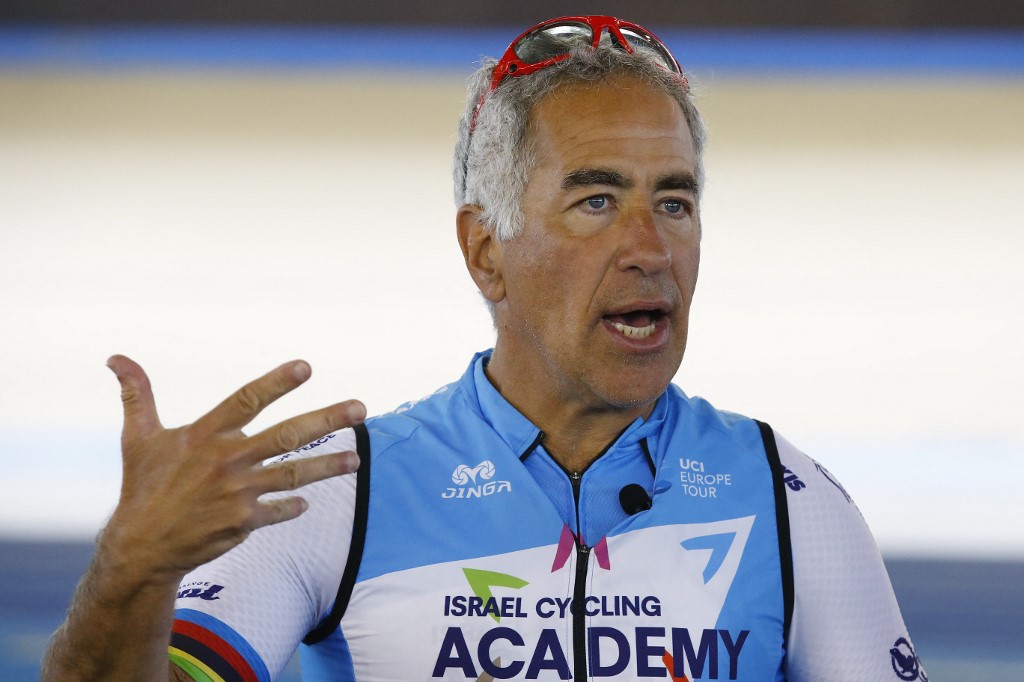 Sylvan Adams, the co-owner of Israel-Premier Tech, speaks to journalists in Tel Aviv on 10 December 2019 (AFP)