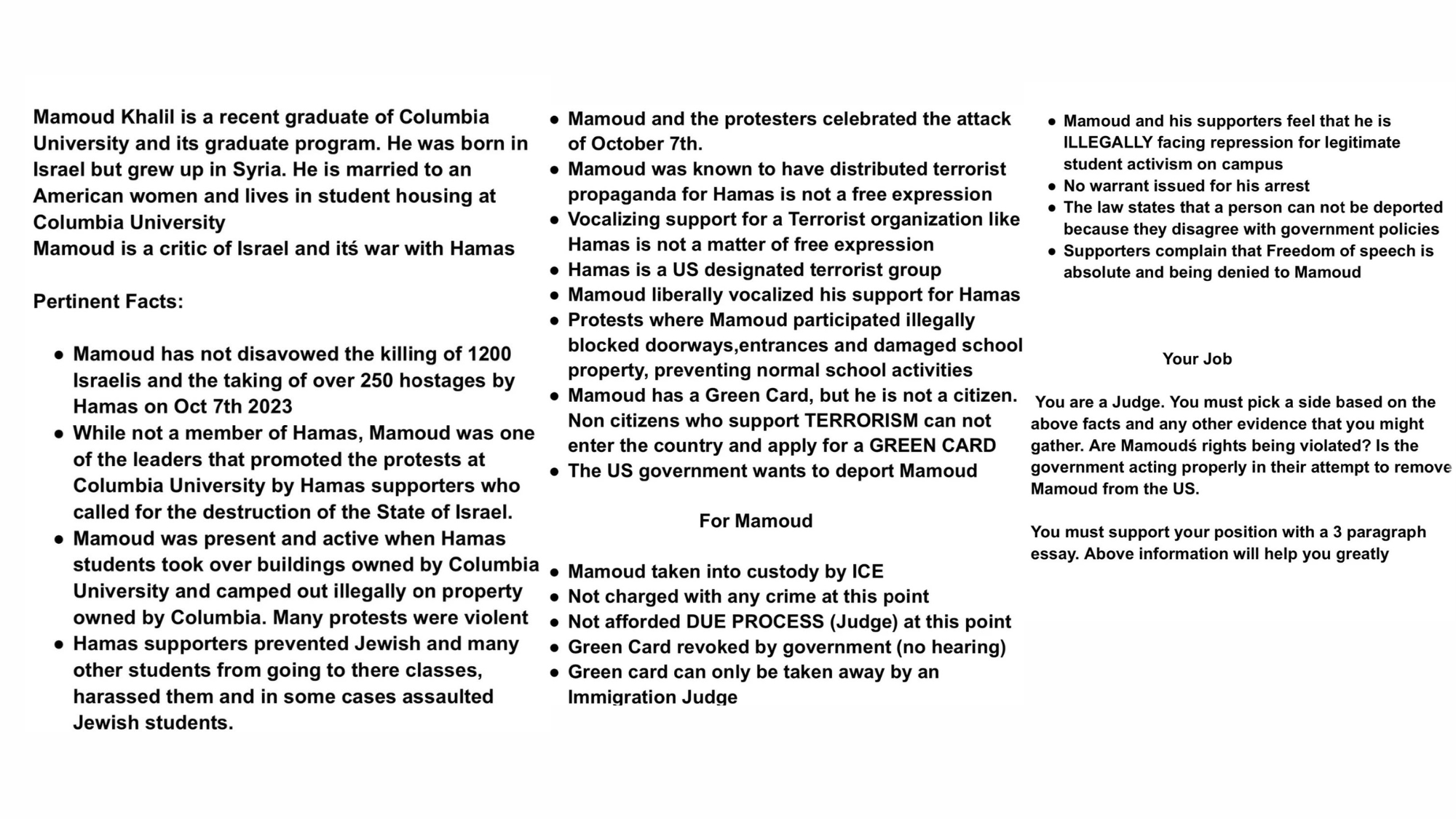 The assignment provided to students (MEE/Screenshot)