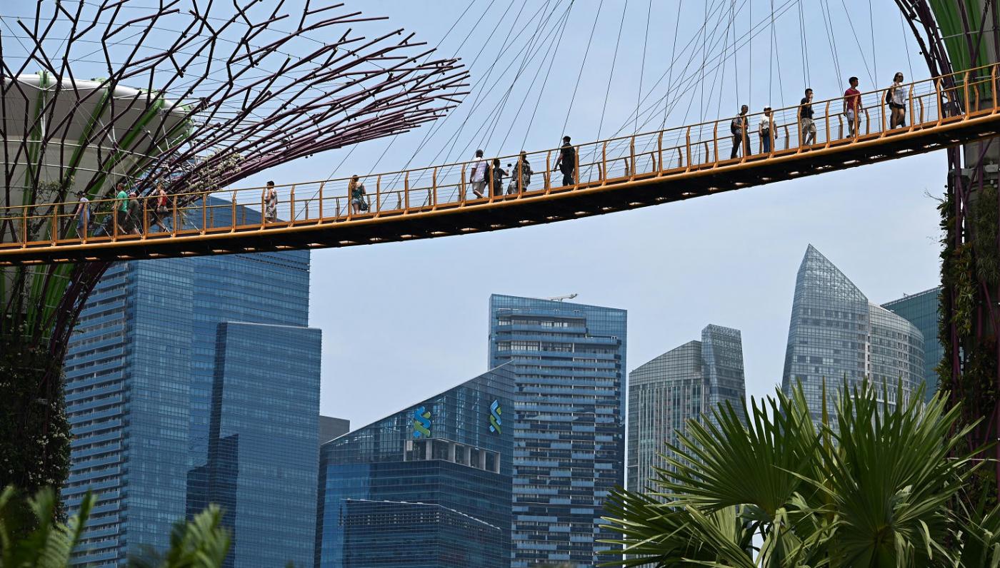 Passerelle des jardins de la baie à Singapour, en mars 2019&nbsp;: est-ce le meilleur modèle pour la Palestine de demain&nbsp;? (AFP)