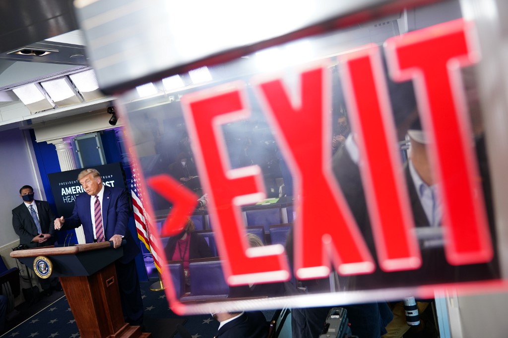 Trump speaks at the White House in Washington on 20 November (AFP)