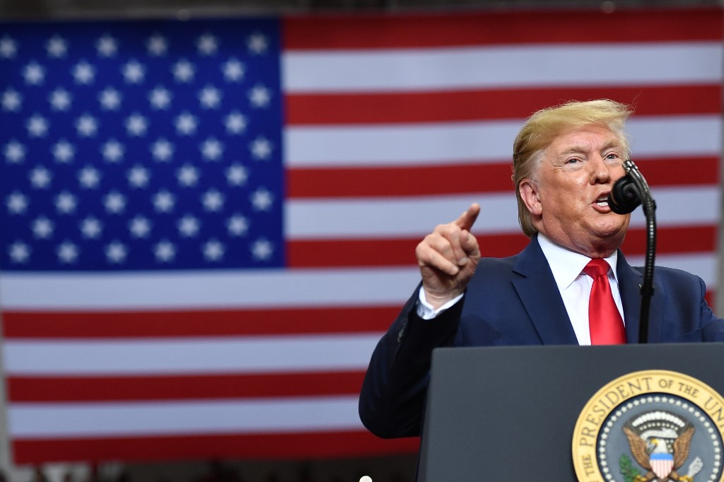 US President Donald Trump speaks during a rally in Louisiana on 6 November (AFP)