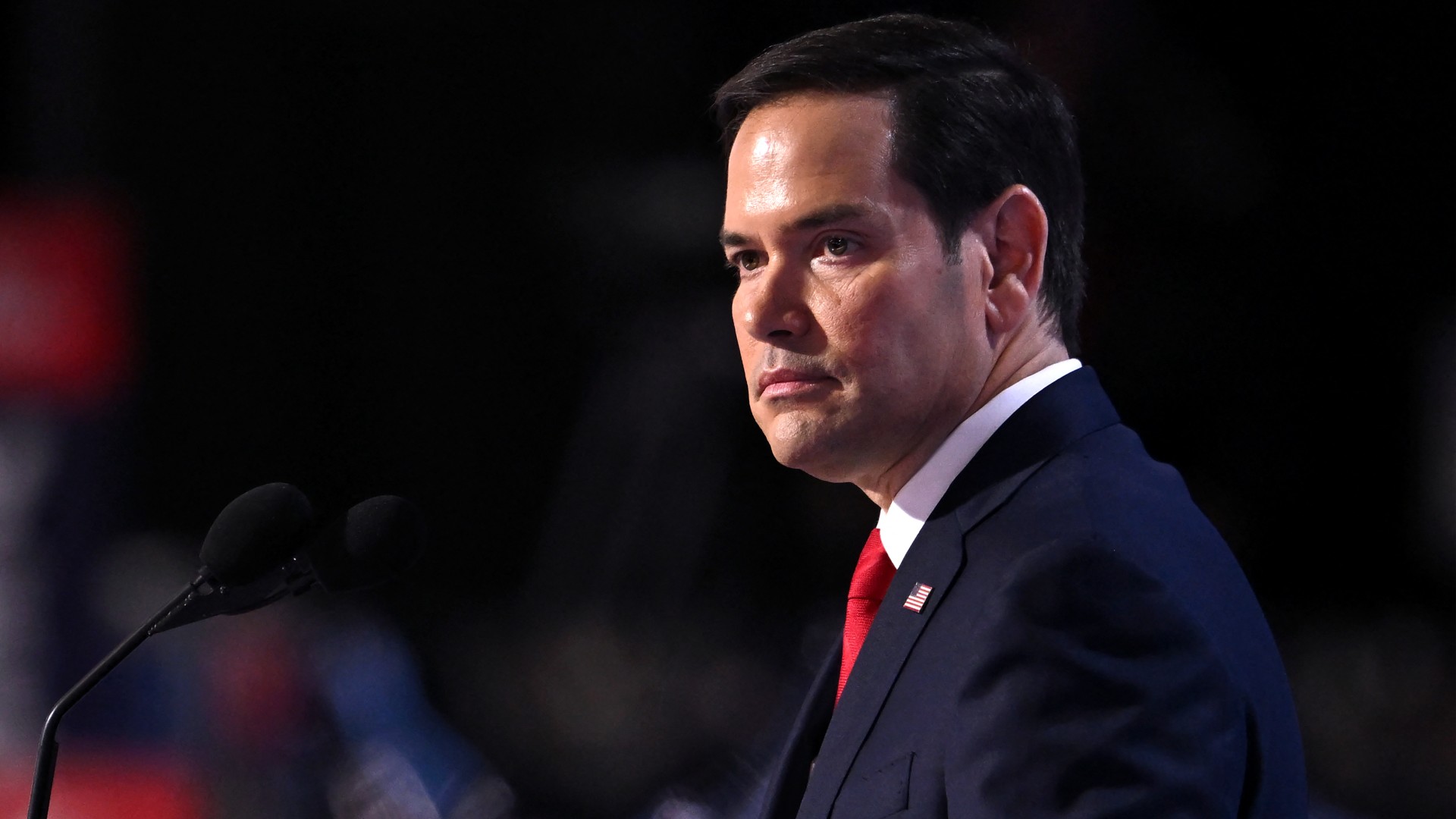 Marco Rubio speaks during the second day of the 2024 Republican National Convention at the Fiserv Forum in Milwaukee, Wisconsin on 16 July 2024 (Patrick T. Fallon/AFP)