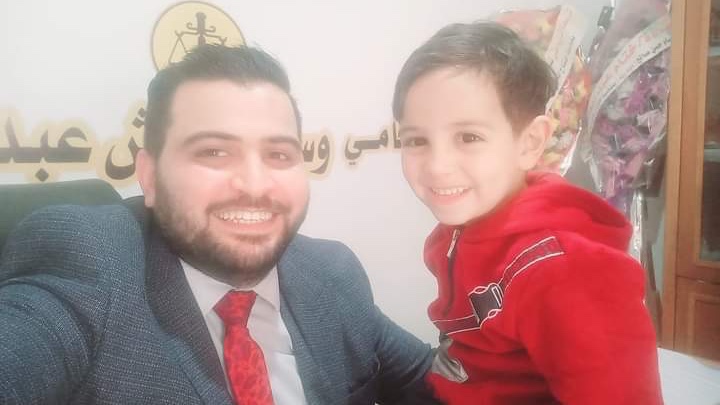 Wesam Abed Raboh and his son Hassan during better times in Gaza (Supplied)