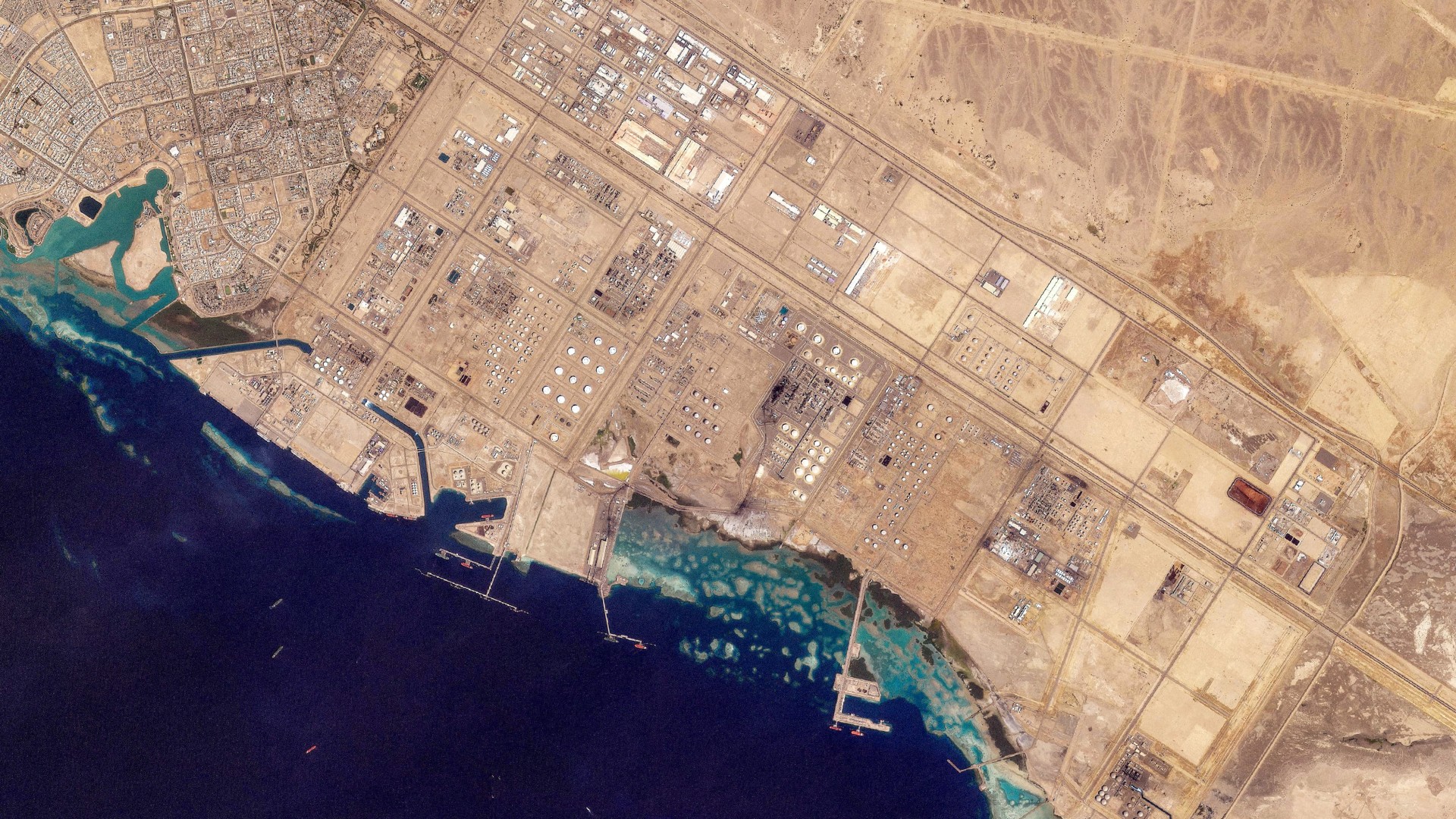Oil infrastructure at Saudi Arabia's western Red Sea port of Yanbu on 4 March 2026. (AFP /  Planet Labs)