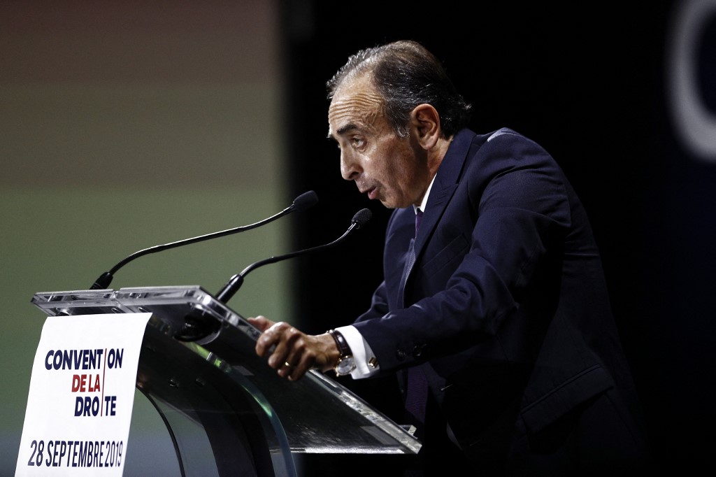 French columnist Eric Zemmour speaks in Paris in September 2019 (AFP)